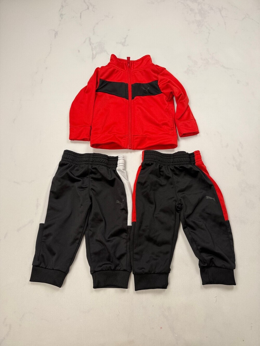 Puma Tracksuit Set Black Red 2000s Statement Style Bundle of 3 - Boys 6-9M